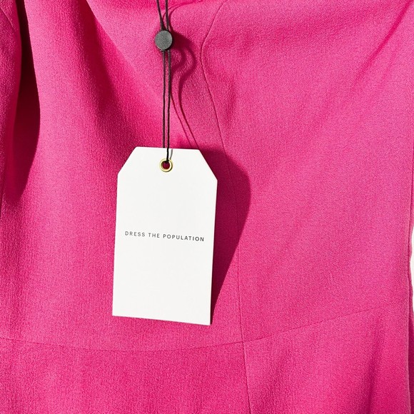 Dress The Population Alexandra Cocktail Dress Fuchsia One-Shoulder Size XS NEW - Picture 11 of 12